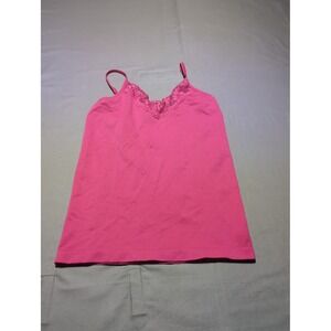 Chance R Pink Cami Top Lace Trim Sleeveless Casual‎ Basic Tank Top